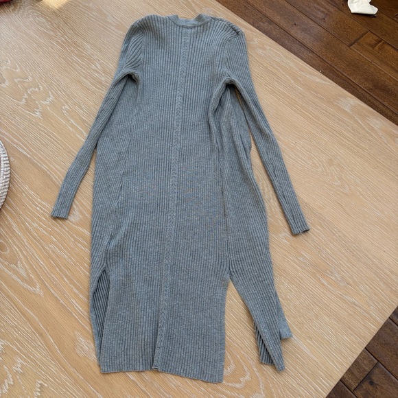 Gray Long Ribbed Cardigan - Picture 2 of 2